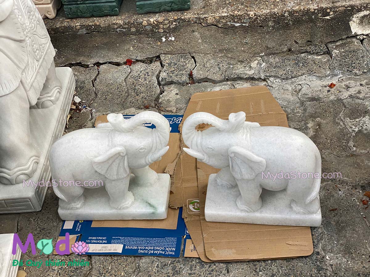 Tượng Voi đá Cẩm Thạch Trắng