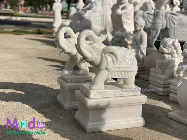 Tượng Voi đá Cẩm Thạch Trắng