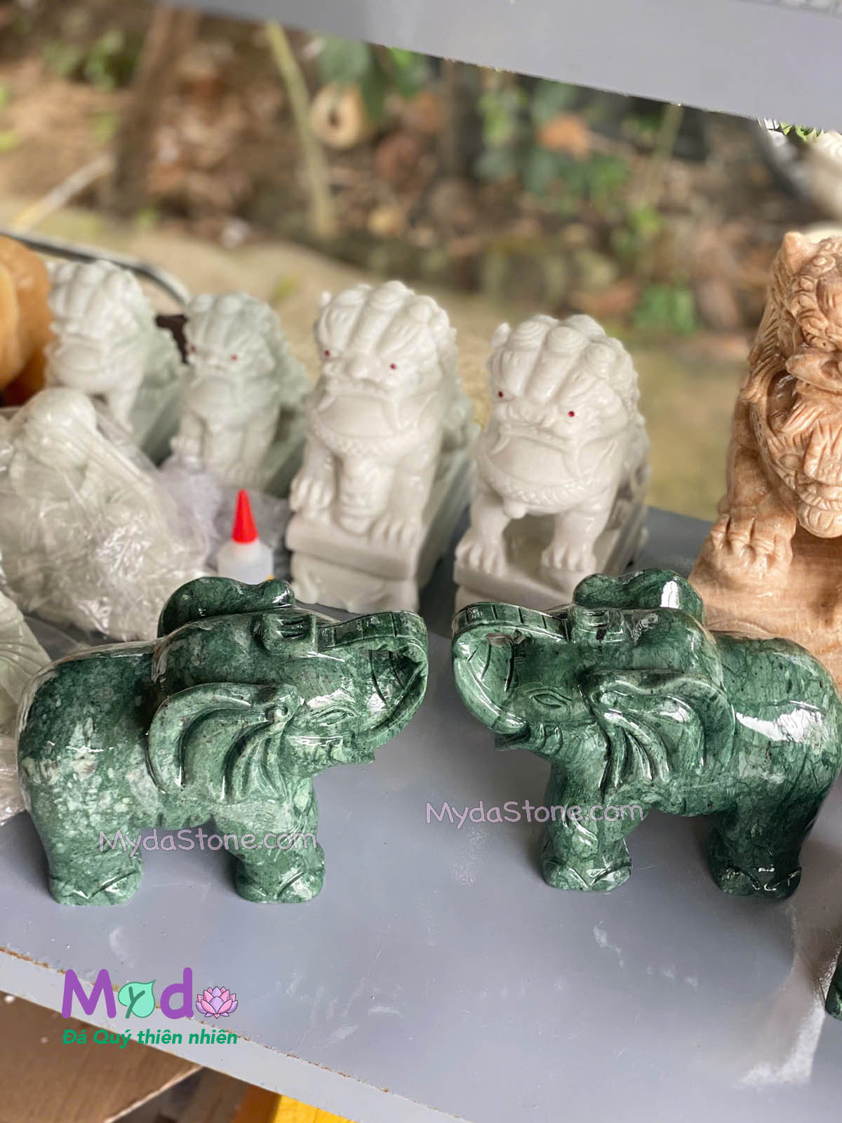 Tượng Voi Phong Thuỷ đá Xanh Ấn Độ