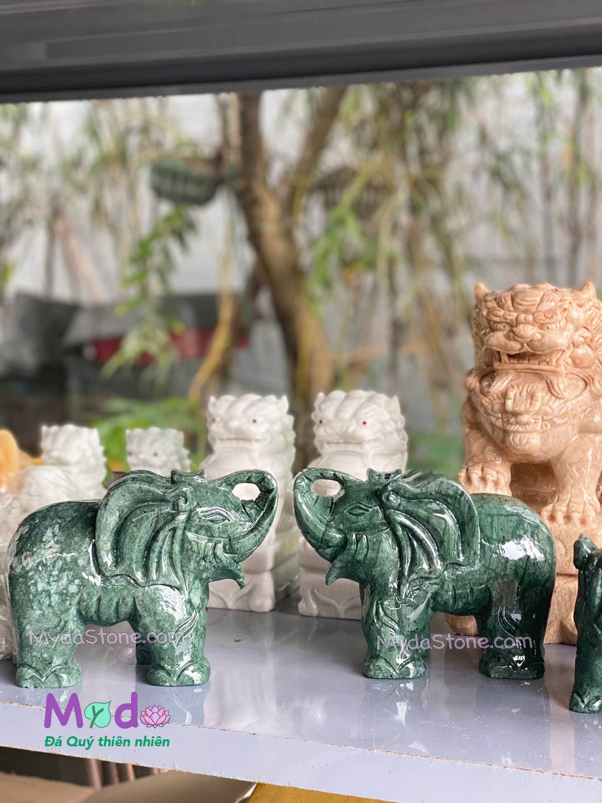Tượng Voi Phong Thuỷ đá Xanh Ấn Độ