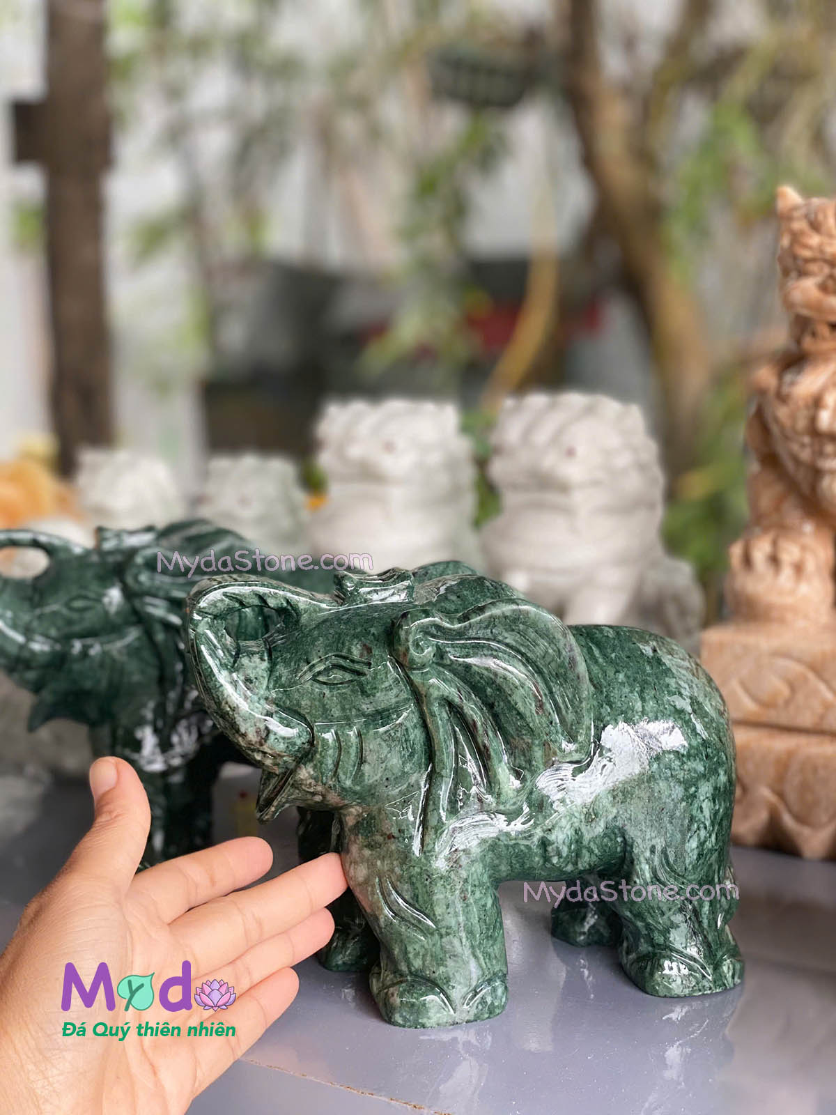 Tượng Voi Phong Thuỷ đá Xanh Ấn Độ