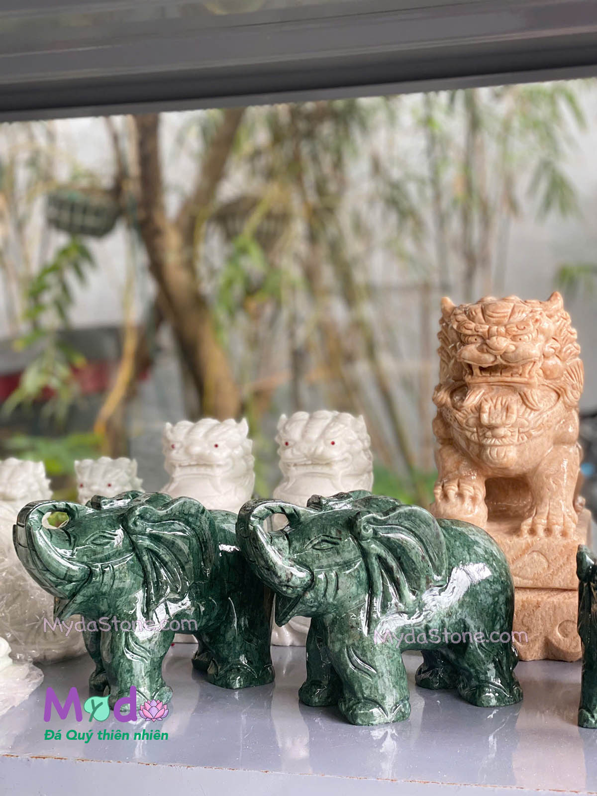 Tượng Voi Phong Thuỷ đá Xanh Ấn Độ