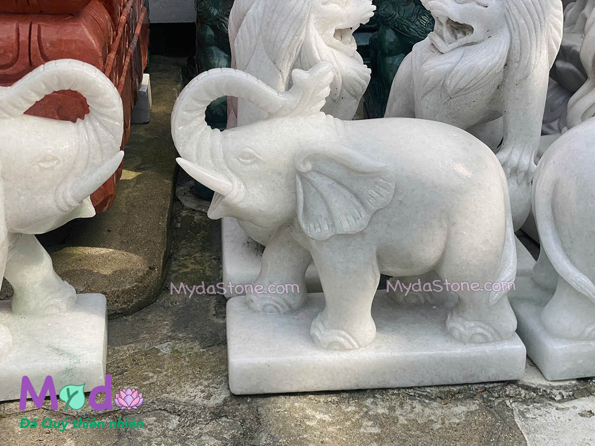 Tượng Voi để Lăng Mộ đá Cẩm Thạch Trắng