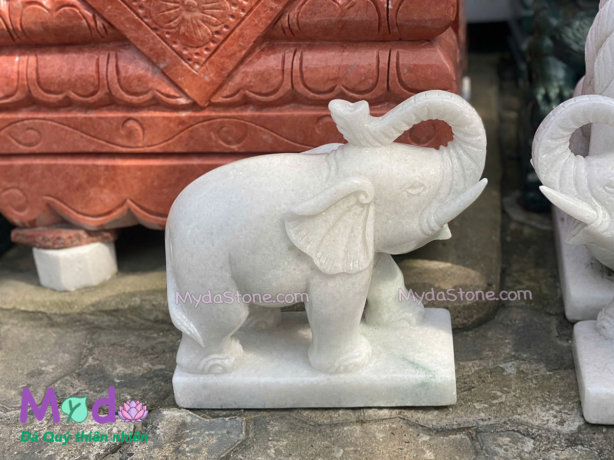 Tượng Voi để Lăng Mộ đá Cẩm Thạch Trắng
