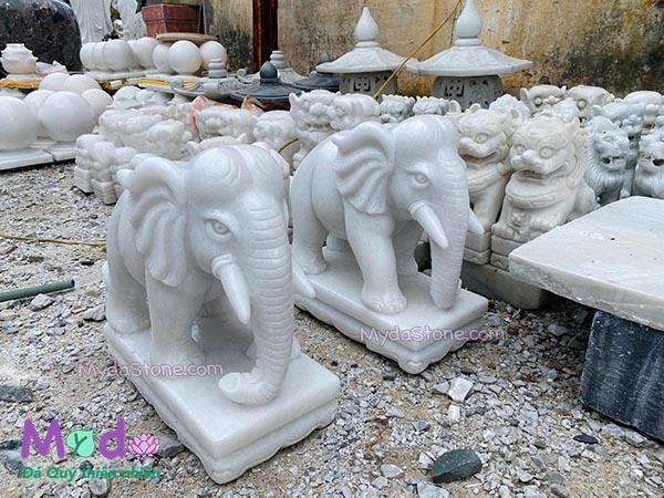 Tượng Voi để Lăng Mộ đá Cẩm Thạch Trắng