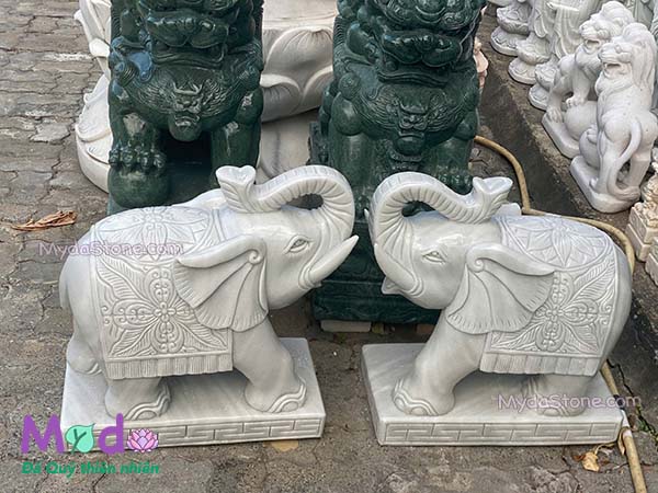 Tượng Voi để Lăng Mộ đá Cẩm Thạch Trắng