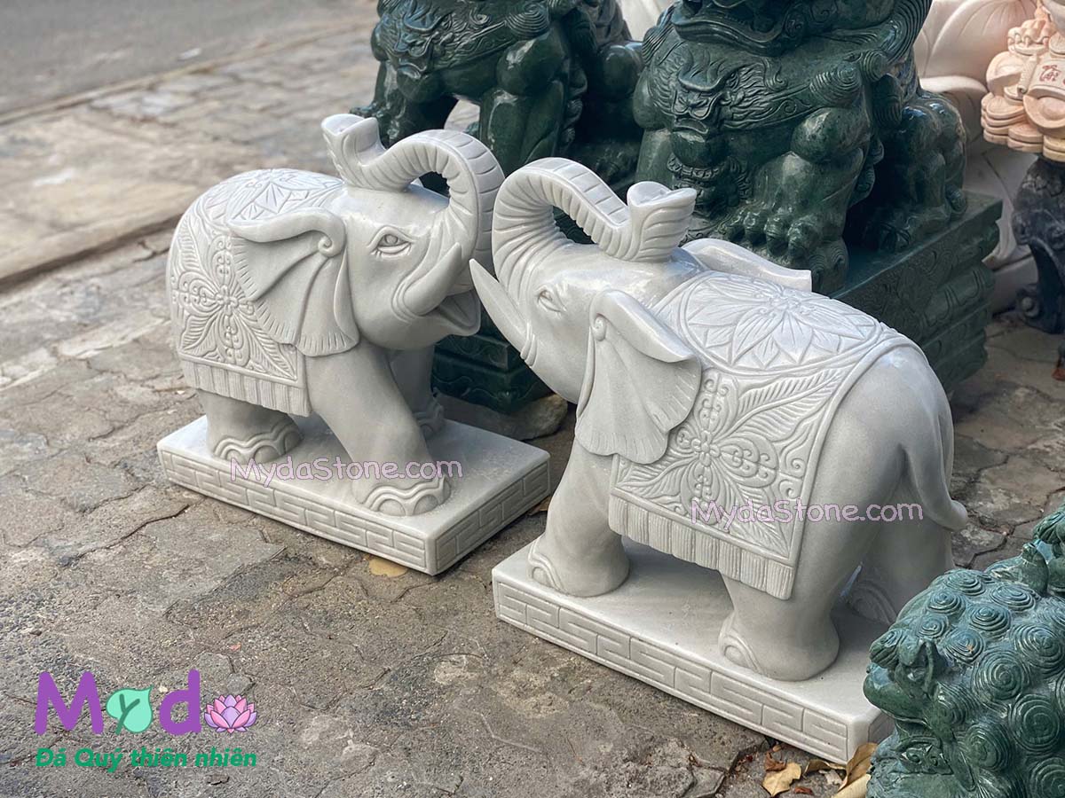 Tượng Voi để Lăng Mộ đá Cẩm Thạch Trắng
