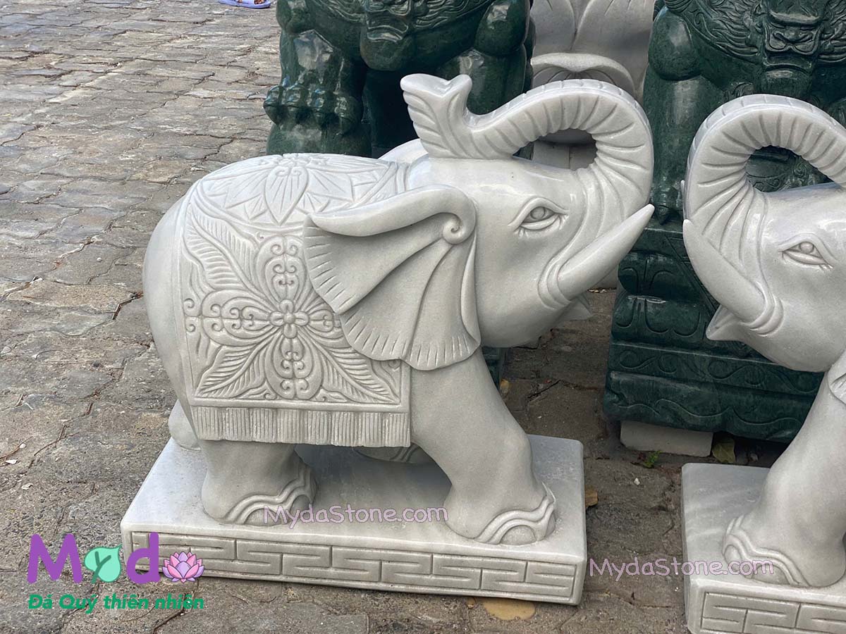 Tượng Voi để Lăng Mộ đá Cẩm Thạch Trắng