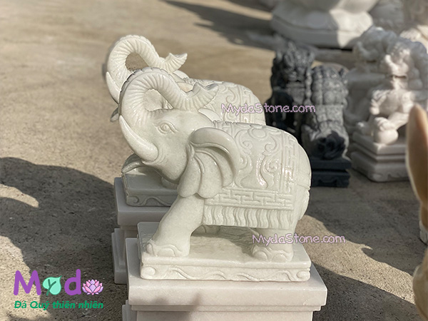 Tượng Voi để Lăng Mộ đá Cẩm Thạch Trắng