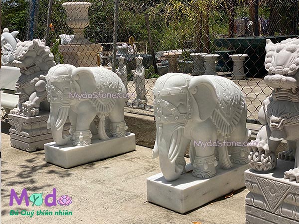 Tượng Voi để Lăng Mộ đá Cẩm Thạch Trắng