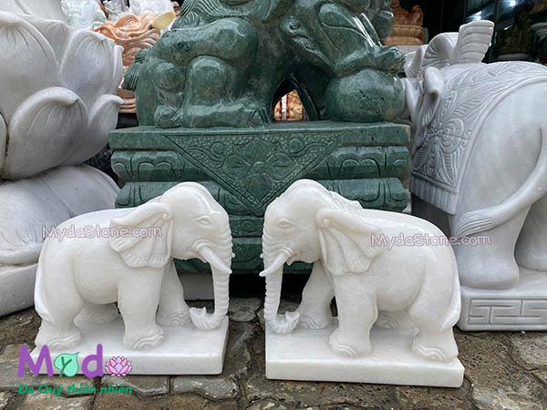 Tượng Voi để Lăng Mộ đá Cẩm Thạch Trắng