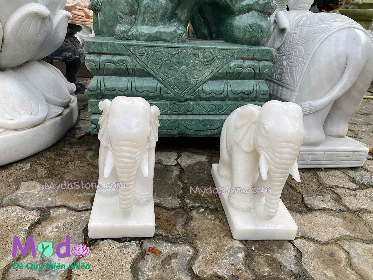 Tượng Voi để Lăng Mộ đá Cẩm Thạch Trắng