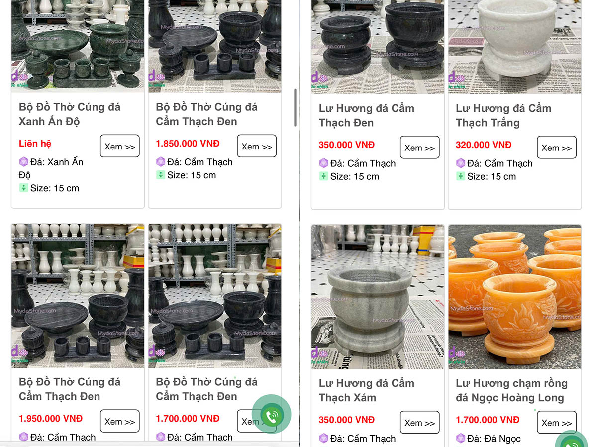 Xưởng Lư Hương Đá, Đồ Thờ Đá tại Cà Mau